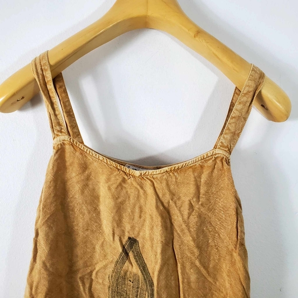 Vintage point Final Floral Bohemian Maxi Dress Mustard Size M - Picture 4 of 7